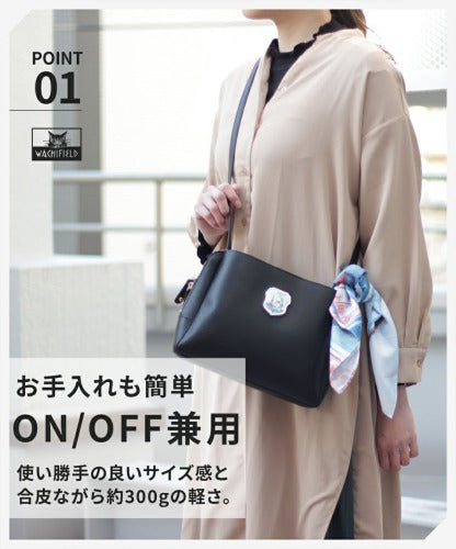 【当店オリジナルエコバッグプレゼント中!】【WachiField】 わちふぃーるど フェイクレザー ショルダーバッグ 斜め掛け 肩掛け カバン レディース スカーフ WTGC-02 お出かけ サブバッグ 旅行 軽量 エレガント ギフト プレゼント 母の日 敬老の日 ダヤン 猫