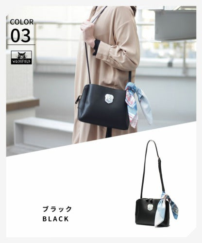 【当店オリジナルエコバッグプレゼント中!】【WachiField】 わちふぃーるど フェイクレザー ショルダーバッグ 斜め掛け 肩掛け カバン レディース スカーフ WTGC-02 お出かけ サブバッグ 旅行 軽量 エレガント ギフト プレゼント 母の日 敬老の日 ダヤン 猫