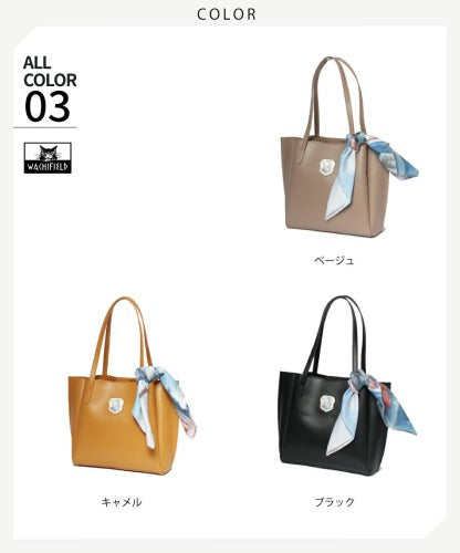 【当店オリジナルエコバッグプレゼント中!】【WachiField】 わちふぃーるど フェイクレザー 合皮 トートバッグ 肩掛け カバン レディース スカーフ WTGC-03 お出かけ サブバッグ 旅行 通勤 軽量 エレガント ギフト プレゼント 母の日 敬老の日 ねこ ダヤン