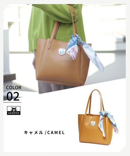 【当店オリジナルエコバッグプレゼント中!】【WachiField】 わちふぃーるど フェイクレザー 合皮 トートバッグ 肩掛け カバン レディース スカーフ WTGC-03 お出かけ サブバッグ 旅行 通勤 軽量 エレガント ギフト プレゼント 母の日 敬老の日 ねこ ダヤン