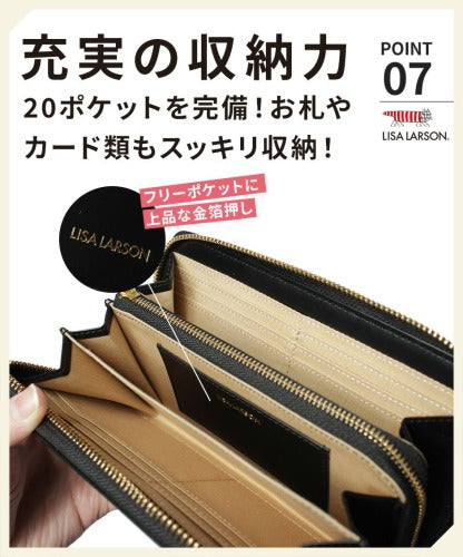 【SNSで話題のレザーケアクリームプレゼント中!】【LISA LARSON】リサ・ラーソン ラウンド ファスナー長財布 ウォレット LTLM-02 Mikey 高級 本革 YKKファスナー マイキー 猫 レディース ギフト 母の日 バレンタイン 人気 プレゼント collonil コロニル
