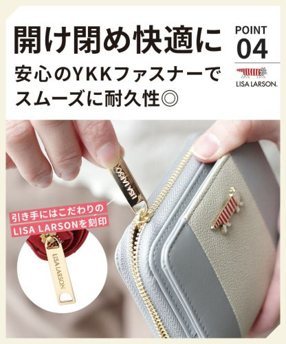 LISA LARSON リサ・ラーソン ラウンドファスナー 二つ折り 財布 LTLY-05 Mikey 高級 本革 YKKファスナー マイキー 猫 レディース ギフト 母の日 バレンタイン 人気 プレゼント