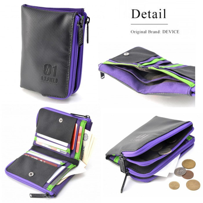 DEVICE 【新世紀エヴァンゲリオンコラボ】DEVICE×A.T.FIELD ターポリン 二つ折り財布 エヴァ 二つ折り 財布 ウォレット 折財布 ファスナー ナイロンDPN90045
