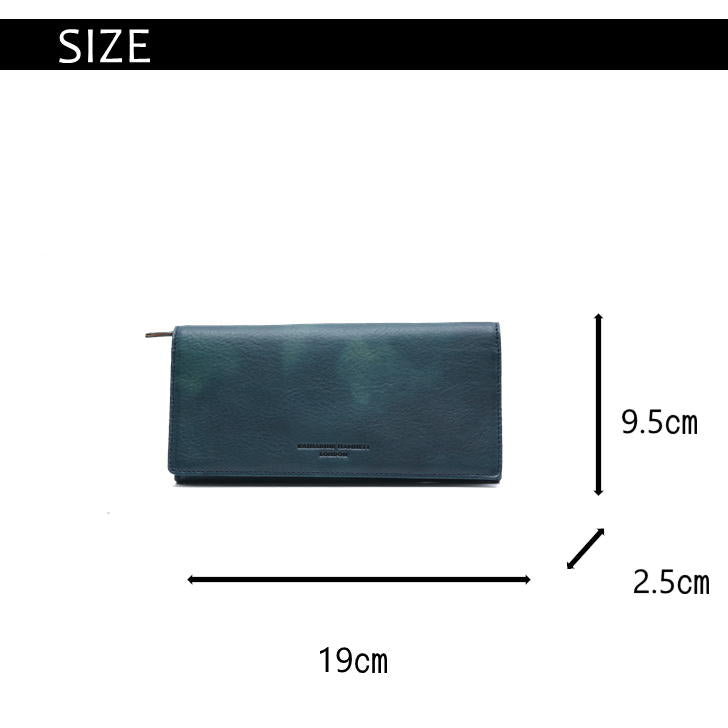 【KATHARINE HAMNETT LONDON】キャサリンハムネット かぶせタイプ 長財布 ウォレット 490-59203 おしゃれ フルイド イタリアンレザー FLUID 高級 本革 メンズ ギフト バレンタイン 人気 財布