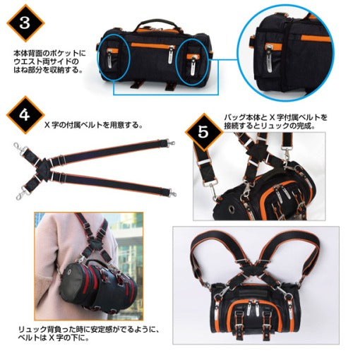 DEVICE デバイス 呪術廻戦 4WayBAG ウエストバッグ ボストンバッグ ボディバッグ リュックサック 斜め掛け 本革 キャラクターモデル モチーフ テレビアニメ メンズ レディース 人気 スタイリッシュ 鞄 dwh22010
