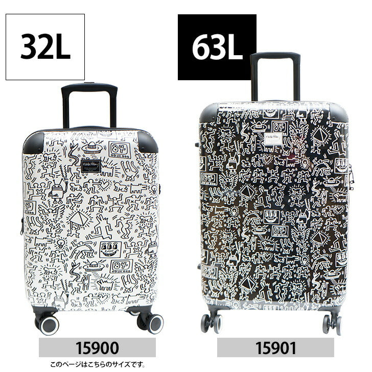Keith Haring キースヘリング キャリーケース 32L 拡張 39L 15900 キャリーバッグ 拡張式 Wキャスター 機内持ち込み 1泊 2泊 3泊 メンズ レディース ジュニア オールシーズン ブラック ホワイト TSAロック 送料無料 ギフト おしゃれ 人気