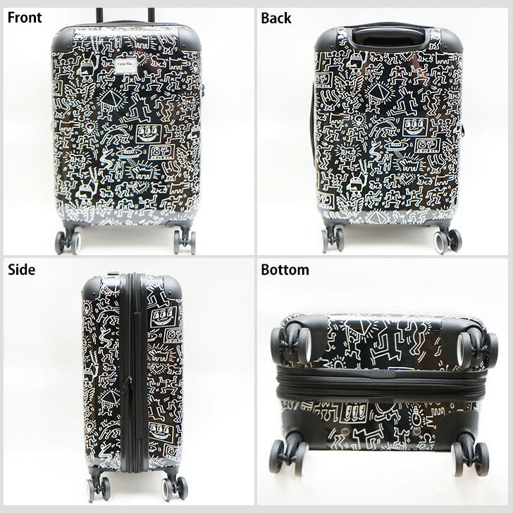 Keith Haring キースヘリング キャリーケース 32L 拡張 39L 15900 キャリーバッグ 拡張式 Wキャスター 機内持ち込み 1泊 2泊 3泊 メンズ レディース ジュニア オールシーズン ブラック ホワイト TSAロック 送料無料 ギフト おしゃれ 人気