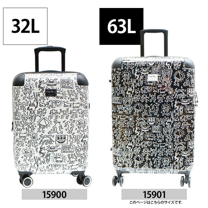 Keith Haring キースヘリング キャリーケース 63L 拡張 72L 15901 キャリーバッグ 拡張式 Wキャスター 大き目 大容量 3泊 4泊 5泊 メンズ レディース ジュニア オールシーズン ブラック ホワイト TSAロック 送料無料 ギフト おしゃれ 人気