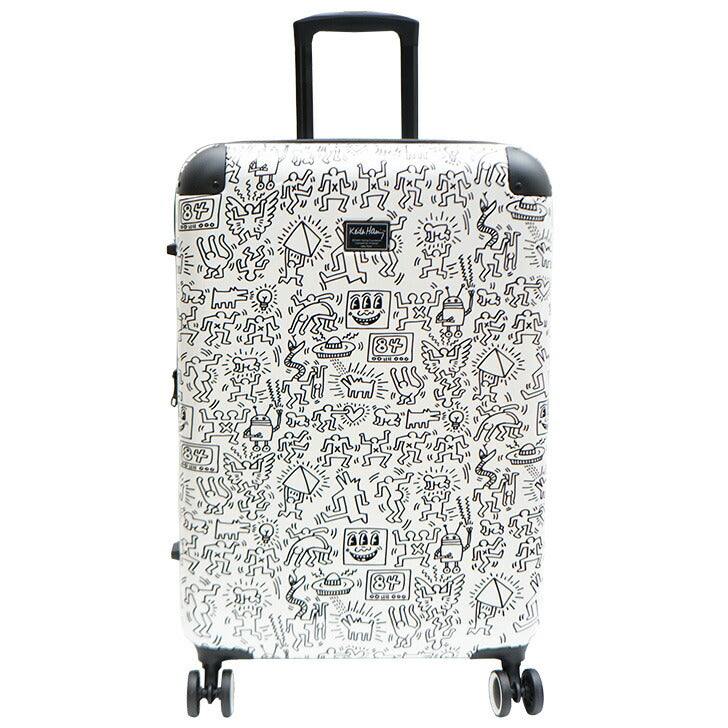 Keith Haring キースヘリング キャリーケース 63L 拡張 72L 15901 キャリーバッグ 拡張式 Wキャスター 大き目 大容量 3泊 4泊 5泊 メンズ レディース ジュニア オールシーズン ブラック ホワイト TSAロック 送料無料 ギフト おしゃれ 人気