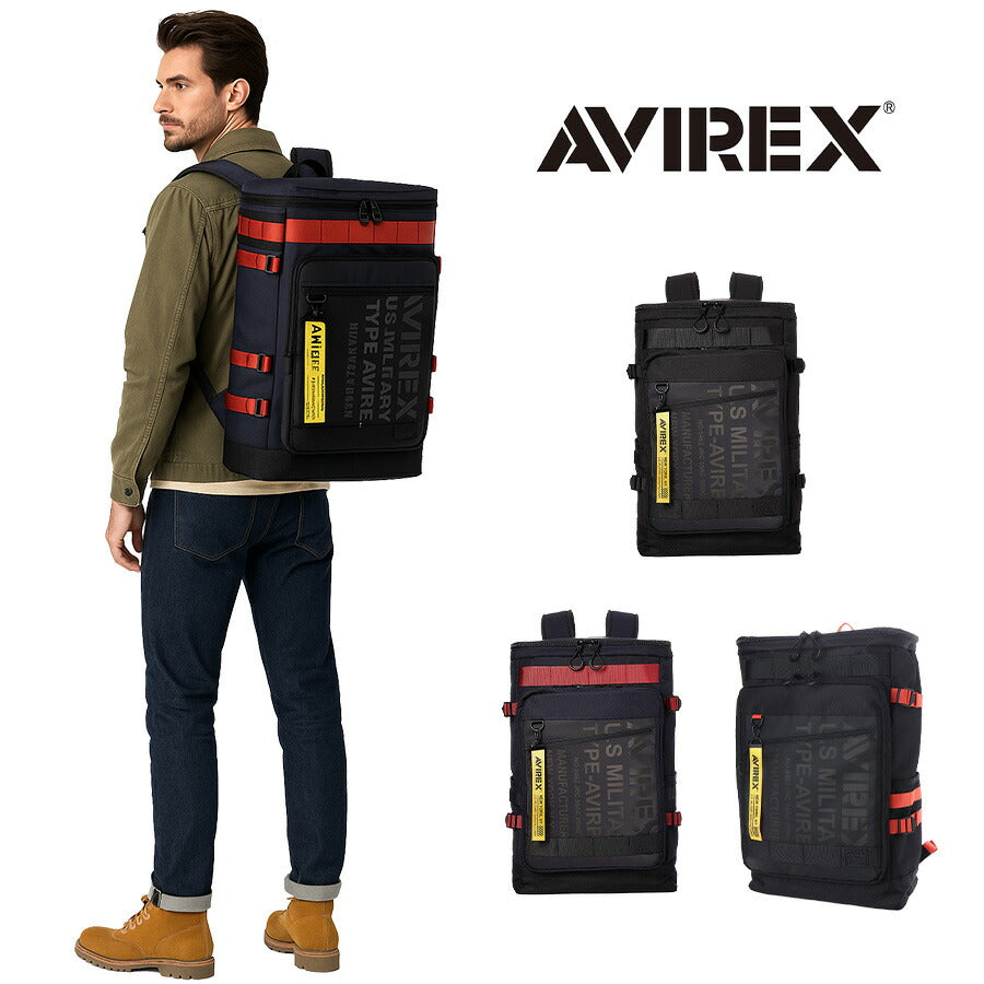 AVIREX アビレックス AVX598 リュック ボックスバックパック デイバッグ バックパック メンズ レディース ミリタリー 鞄 撥水 雨に強い 30L 大容量 軽量 アウトドア レジャー フェス おしゃれ 人気