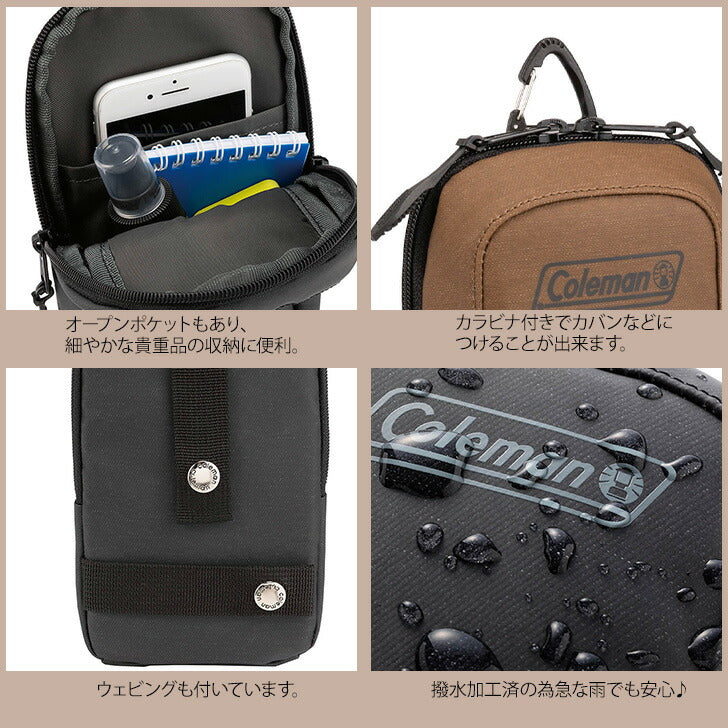 【クリックポスト/時間指定不可】Coleman コールマン パデッドポーチ 2000039039 ポリエステル 小物入れ スマホ 財布 仕事用 アウトドア ファスナー 撥水 加工 カード ロゴマーク シンプル 使いやすい おしゃれ ブランド