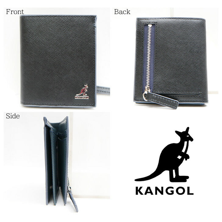 【SNSで話題のレザーケアクリームプレゼント中!】【KANGOL】カンゴール レザー 牛革 折り財布 250-10102 通勤 営業 普段使い 日常使い ユニセックス お手頃 使いやすい 便利 定番 人気 売れ筋 おすすめ ブラック ブラウン ネイビー プレゼント collonil コロニル