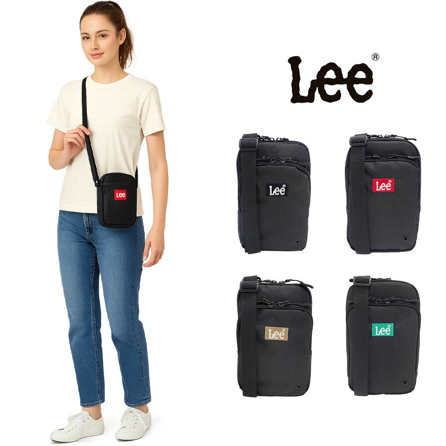 Lee リー 320-3720 PRAY2 スマホショルダー 2WAY ポーチ ショルダーバッグ メンズ レディース スマホポシェット ミニショルダー ワンマイル ワンマイルバッグ ブラック レッド ベージュ ミントグリーン ダブルファスナー カジュアル ボックスロゴ