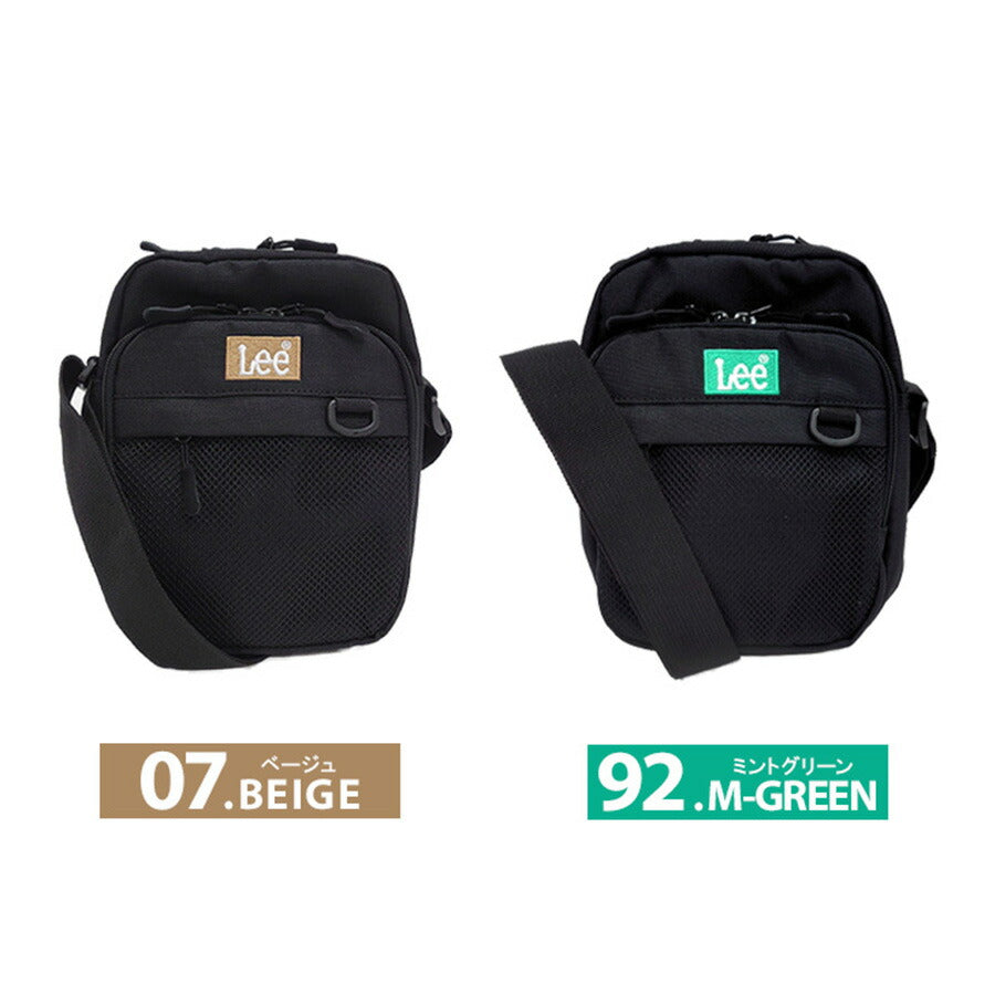 Lee リー 320-3723 PRAY2 ショルダーバッグ 縦型 メンズ レディース ミニショルダー 斜め掛け コンパクト 小さめ ワンマイル ブラック レッド ベージュ ミントグリーン ダブルファスナー カジュアル ボックスロゴ プレゼント おしゃれ ファッション ブランド