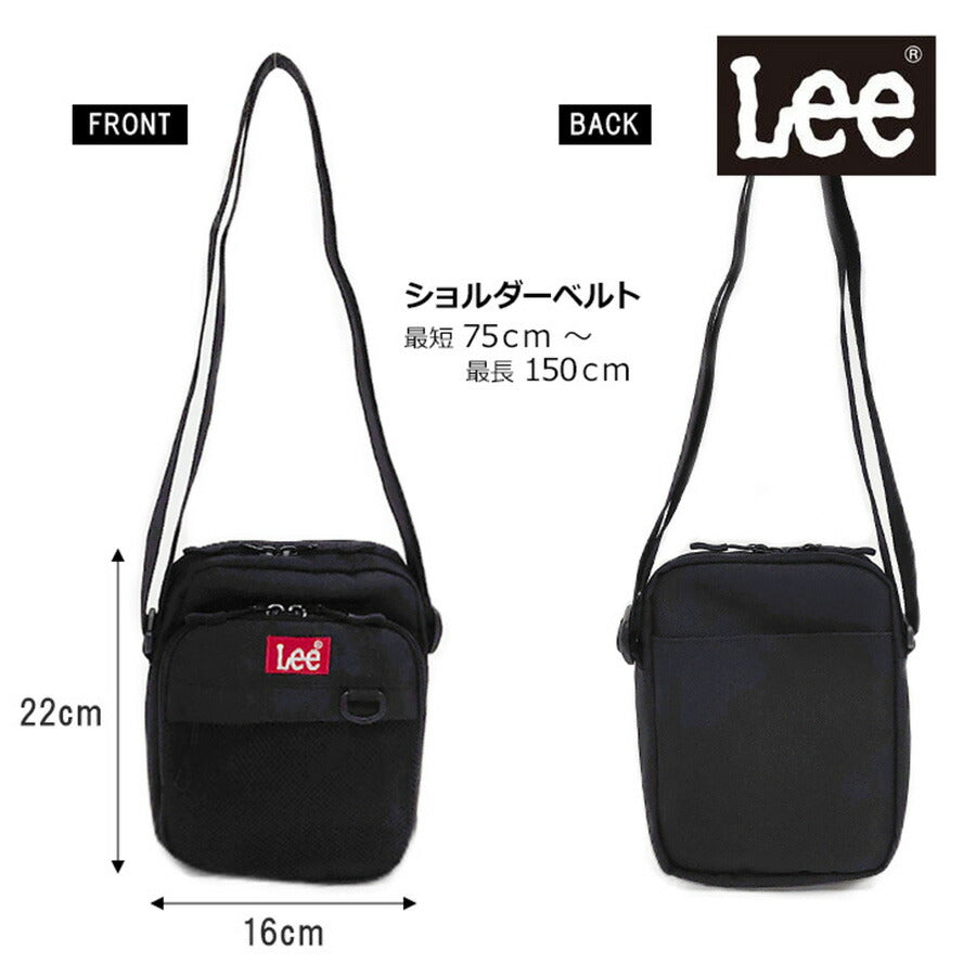 Lee リー 320-3723 PRAY2 ショルダーバッグ 縦型 メンズ レディース ミニショルダー 斜め掛け コンパクト 小さめ ワンマイル ブラック レッド ベージュ ミントグリーン ダブルファスナー カジュアル ボックスロゴ プレゼント おしゃれ ファッション ブランド
