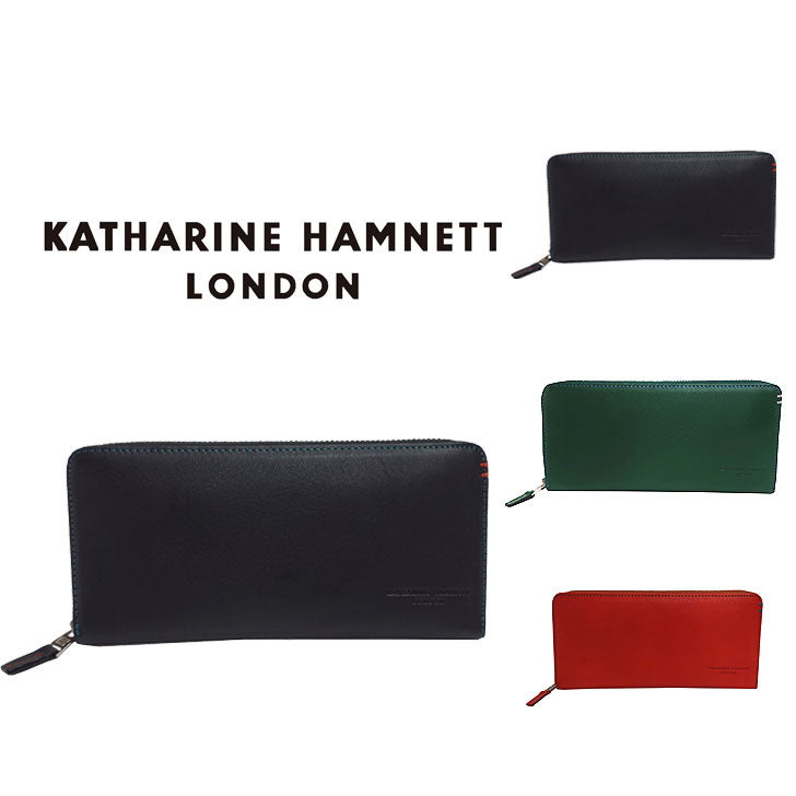 【KATHARINE HAMNETT LONDON】キャサリンハムネットロンドン MINERAL ミネラル 490-50704 本革 長財布 ラウンドファスナー ウォレット 札入れ 牛革 小銭入れ 人気 ブラック プレゼント 記念日 お祝い