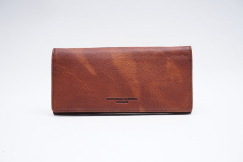 【KATHARINE HAMNETT LONDON】キャサリンハムネット かぶせタイプ 長財布 ウォレット 490-59203 おしゃれ フルイド イタリアンレザー FLUID 高級 本革 メンズ ギフト バレンタイン 人気 財布