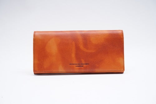 【KATHARINE HAMNETT LONDON】キャサリンハムネット かぶせタイプ 長財布 ウォレット 490-59203 おしゃれ フルイド イタリアンレザー FLUID 高級 本革 メンズ ギフト バレンタイン 人気 財布