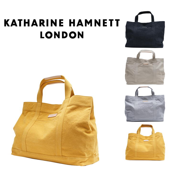 KATHARINE HAMNETT LONDON キャサリンハムネットロンドン トートバッグ Tote Bag ユニセックス Lサイズ 490-8063 手提げ トート プレゼント キャンバス ギフト 大容量 軽量 A4 鞄 おしゃれ 人気 正規取扱店 送料無料