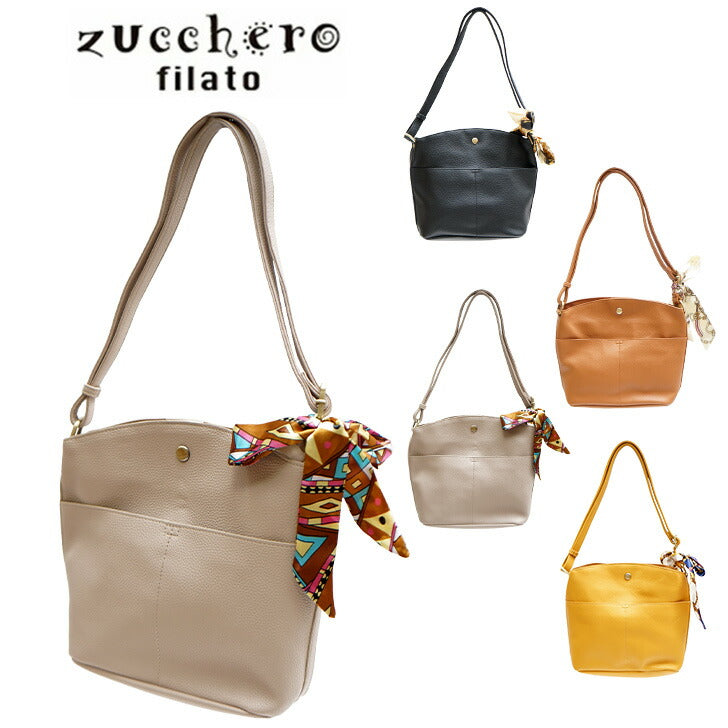 Zucchero filato ズッケロフィラート 合成皮革 ショルダー 49496 ショルダー バッグ 鞄 使いやすい 普段使い レディース 人気 オシャレ シンプル カジュアル ギフト プレゼント ブラック ブラウン グレー マスタード