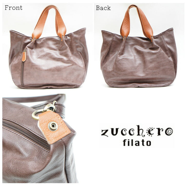Zucchero filato ズッケロフィラート 合成皮革 トート 49604 鞄 レディース 人気 オシャレ シンプル カジュアル ベージュ ブラック キャメル チョコ アイボリー ライトグリーン モスグリーン マスタード オーク オレンジ ピンク