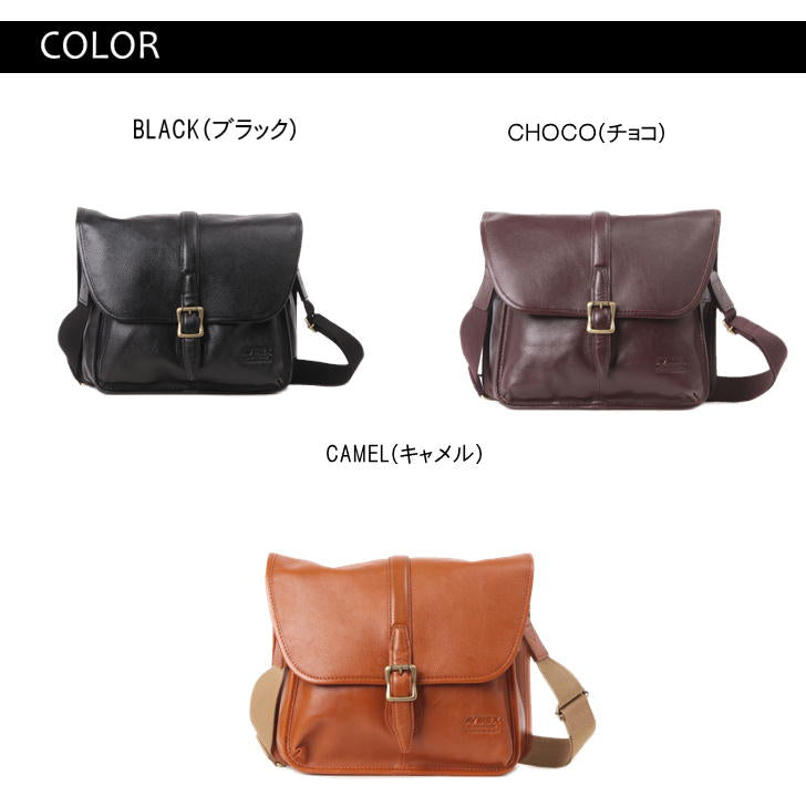【当店オリジナルエコバッグプレゼント中!】【AVIREX】 アビレックス AVX5612 ショルダーバッグ Bulto ブルトシリーズ ショルダー 斜めがけバッグ レザー メンズ レディース ユニセックス ビジネス 本革 牛革 通勤 通学 撥水 おしゃれ 人気