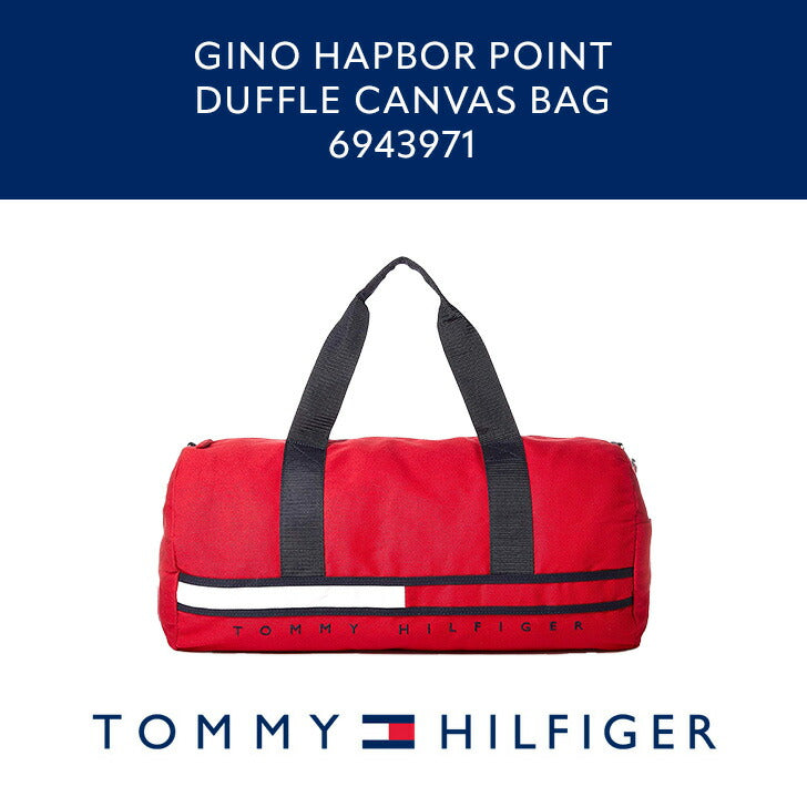 TOMMY HILFIGER トミーヒルフィガー 6943971 GINO HAPBOR POINT DUFFLE CANVAS BAG ダッフルバック ショルダー 斜め掛け バッグ ロゴ ボストンバッグ ネイビー レッド ブラック メンズ レディース 旅行 修学旅行 1泊 2泊 部活 スポーツ 合宿