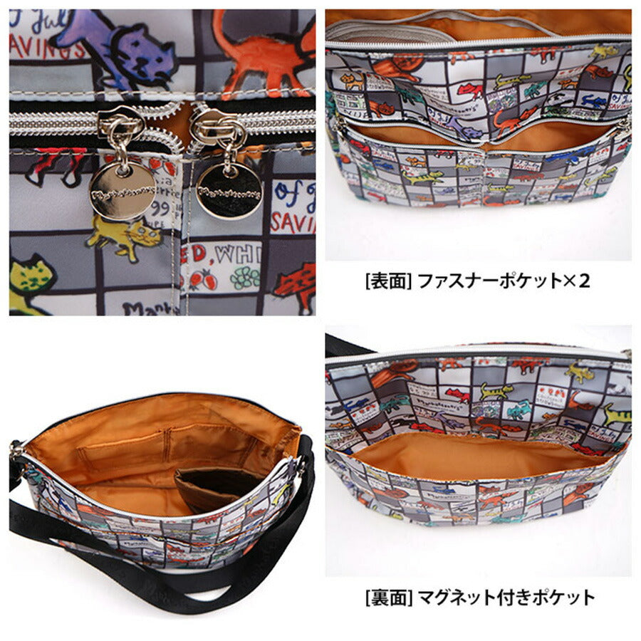 【当店オリジナルエコバッグプレゼント中!】【Manhattaner's】 マンハッタナーズ ショルダーバッグ L 71-8006 猫 猫柄 久下貴史 くげ たかし 絵 ライトトラベル 猫の格子パズル ぎしぎし密集猫 軽量 カジュアル プレゼント 母の日 敬老の日 猫好き