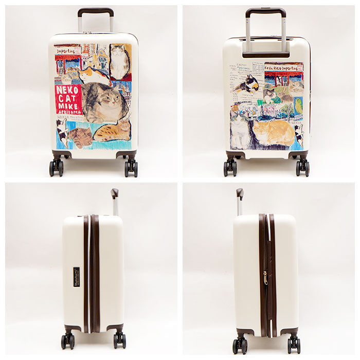 Manhattaner's マンハッタナーズ ハードキャリー 71-8018 38L 拡張時約44L 猫 猫柄 久下貴史 くげ たかし 絵 ブルックリン・ハイツからの眺め ごきげん NY猫絵暦四月 シリーズ TSロック 手荷物 機内持ち キャスター サスペンション 旅行 プレゼント 母の日 敬老の日 猫好き