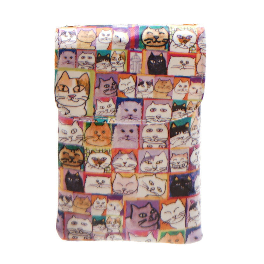Manhattaner's マンハッタナーズ スマートフォン ポーチ 75-7840 猫 猫柄 日本製 久下貴史 くげ たかし 絵 猫飛び星降るマンハッタン どこからどこまで七 スパイス猫 スマホ 持ち歩き 縦型 便利 ポケット プチプラ プレゼント 母の日 敬老の日 猫好き ねこ 小物 ファッション