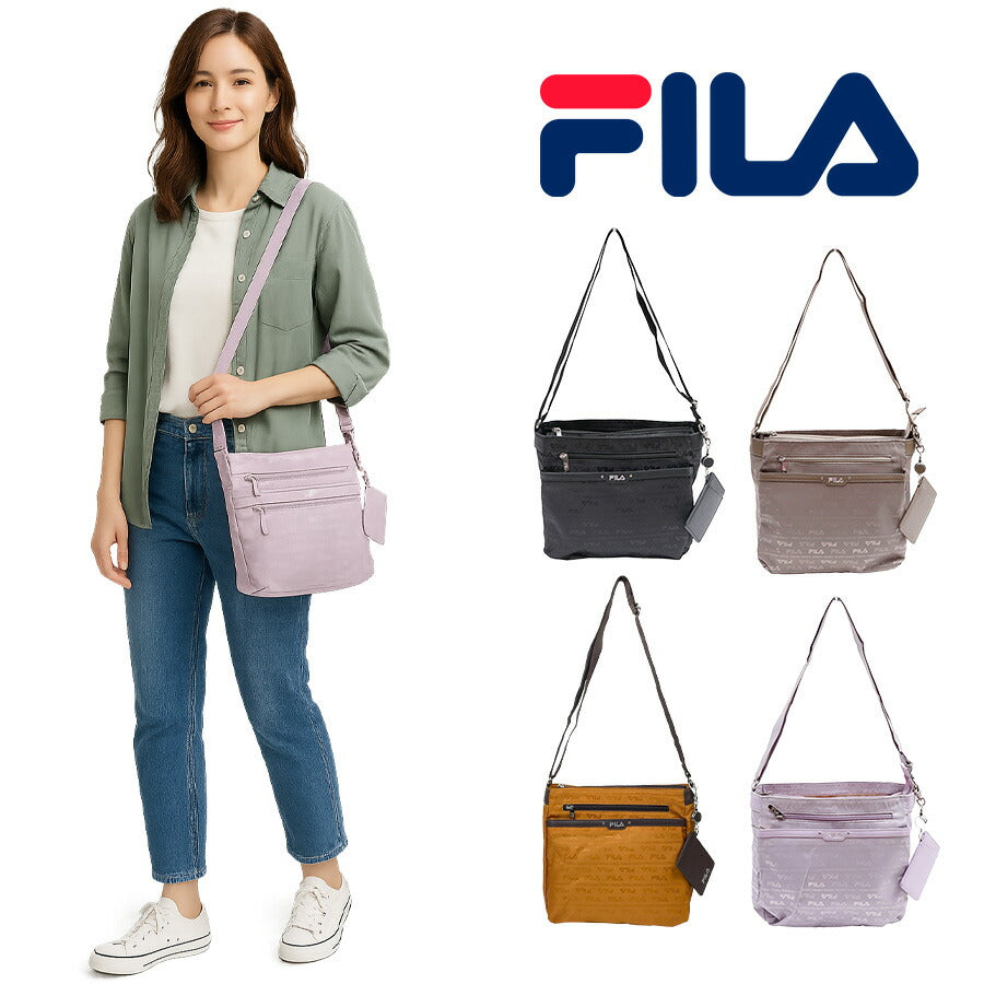 【レターパック配送/時間指定不可】FILA フィラ フラワーシリーズ ジャガード 薄マチ ショルダー 斜め掛け 肩掛け 7691 パスケース 鞄 超軽量 レディース プレゼント おしゃれ 人気 ギフト ラッピング 母の日 送料無料