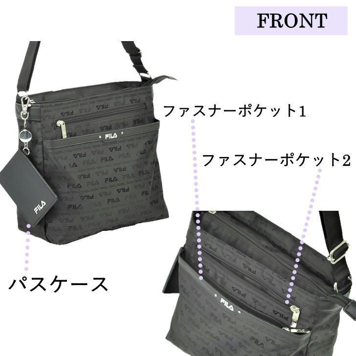 【レターパック配送/時間指定不可】FILA フィラ フラワーシリーズ ジャガード 薄マチ ショルダー 斜め掛け 肩掛け 7691 パスケース 鞄 超軽量 レディース プレゼント おしゃれ 人気 ギフト ラッピング 母の日 送料無料