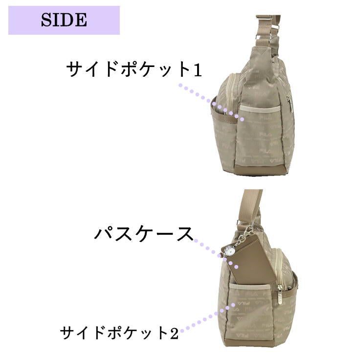 【レターパック配送/時間指定不可】FILA フィラ フラワーシリーズ ジャガード 舟形縦ショルダーバッグ 斜め掛け 肩掛け 7693 パスケース 鞄 超軽量 レディース プレゼント おしゃれ 人気 ギフト ラッピング 母の日 送料無料