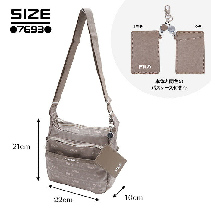 【レターパック配送/時間指定不可】FILA フィラ フラワーシリーズ ジャガード 舟形縦ショルダーバッグ 斜め掛け 肩掛け 7693 パスケース 鞄 超軽量 レディース プレゼント おしゃれ 人気 ギフト ラッピング 母の日 送料無料