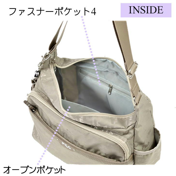 【レターパック配送/時間指定不可】FILA フィラ 舟形横ショルダーバッグ ジャガード 薄マチ フラワー 斜め掛け 肩掛け 7694 パスケース 鞄 超軽量 レディース プレゼント おしゃれ 人気 ギフト ラッピング 母の日 送料無料