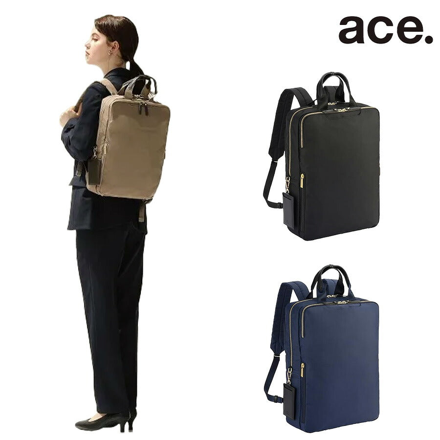 【ace.】 11472 スリファム ビジネスリュック 12L リュックサック かばん カバン 鞄 軽量 カジュアル シンプル 通勤 レディース ギフト プレゼント ブラック