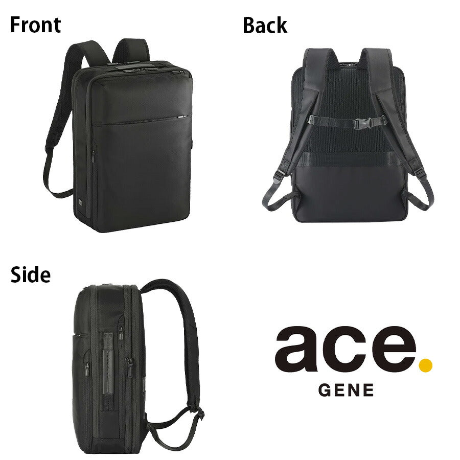 【ace. GENE LABEL】 68006 ガジェタブルR リュック19-23L ビジネスリュック 通勤 レディース メンズ エースジーンレーベル きれいめ シンプル ブラック 軽い