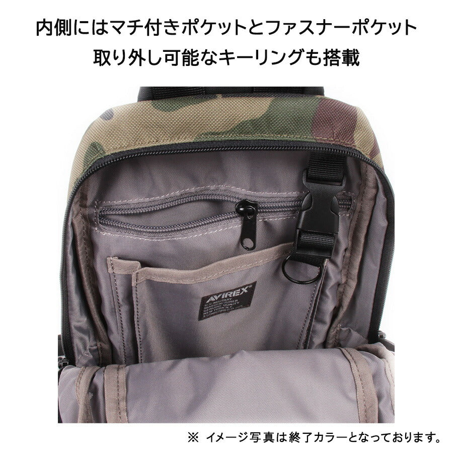 AVIREX ax2051 ソリッド ショルダーバッグ 斜め掛け 鞄 カバン かばん バッグ 普段使い 使いやすい ミリタリー メンズ プレゼント ギフト ブラック 父の日