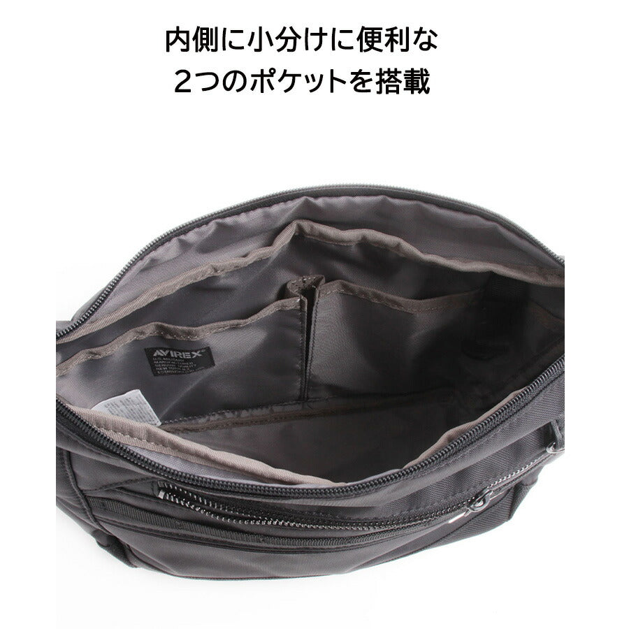 AVIREX ax2052 ソリッド ショルダーバッグ 斜め掛け 鞄 カバン かばん バッグ 普段使い 使いやすい ミリタリー メンズ プレゼント ギフト ブラック 父の日