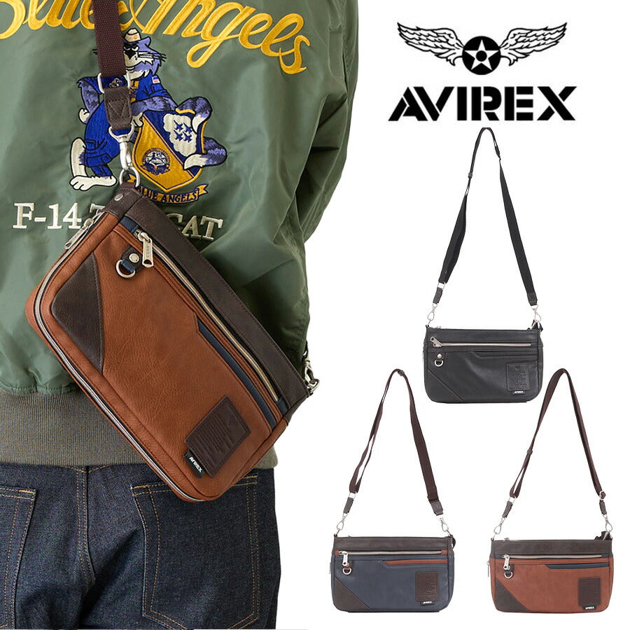 AVIREX ax5006 スチュアート ミニショルダー 斜め掛け 鞄 カバン かばん バッグ 普段使い 使いやすい ミリタリー メンズ プレゼント ギフト ブラック 父の日