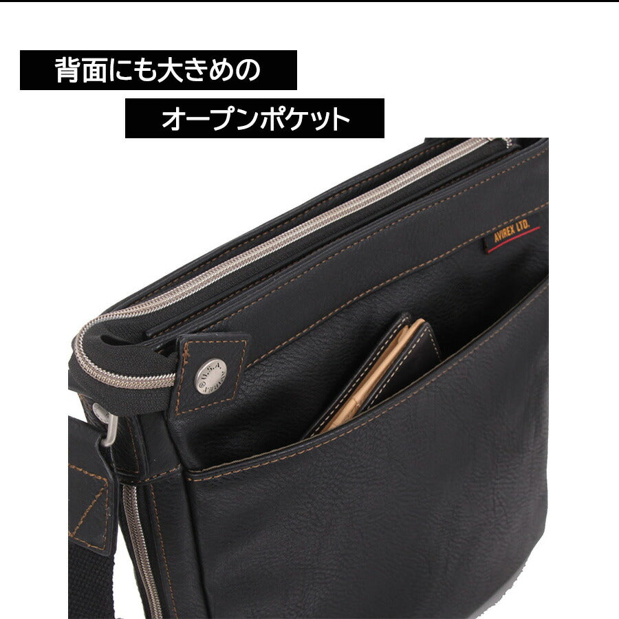 AVIREX ax5007 スチュアート タテ型ショルダー 斜め掛け 鞄 カバン かばん バッグ 普段使い 使いやすい ミリタリー メンズ プレゼント ギフト ブラック 父の日