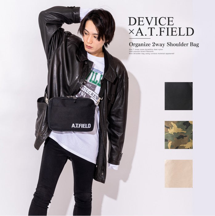 【レターパック配送/日時指定不可】DEVICE×A.T.FIELD オーガナイズ 2way ショルダーポーチ ASH20049 エヴァ 斜め掛け ポーチ バッグインバッグ クラッチ 帆布 おしゃれ 人気 送料無料