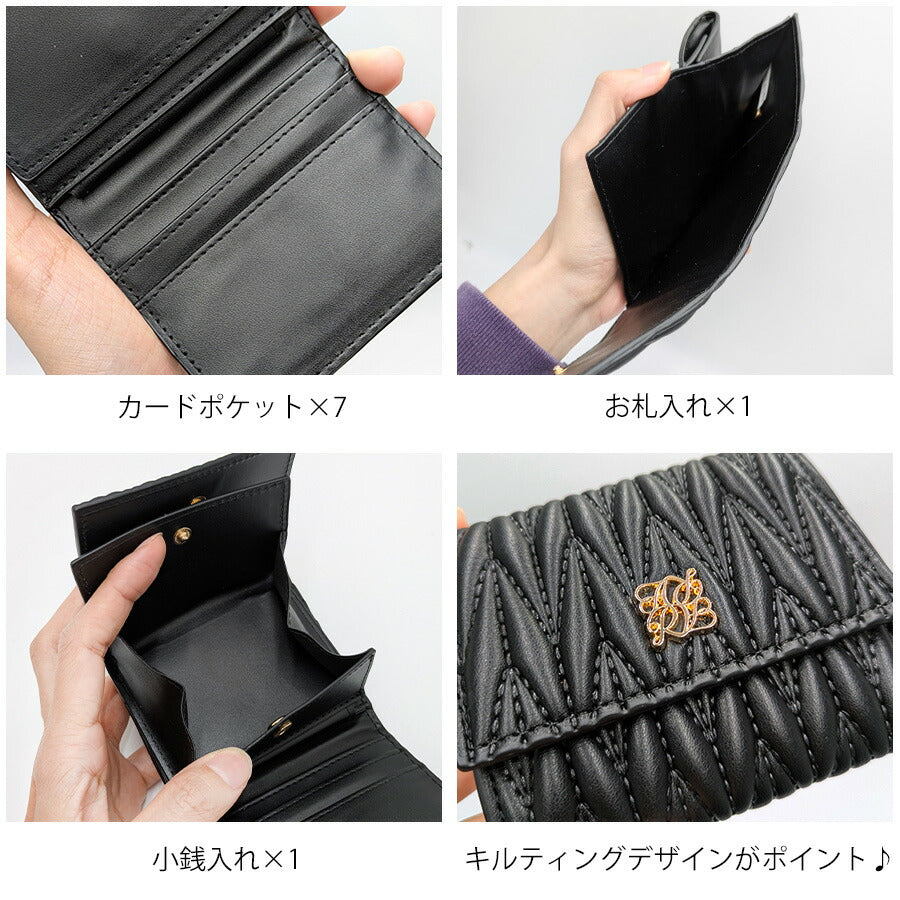 【クリックポスト/時間指定不可】【ALTROSE】 332754 ロージア 三つ折り財布 サイフ ウォレット コンパクト シンプル かわいい レディース ギフト ブラック
