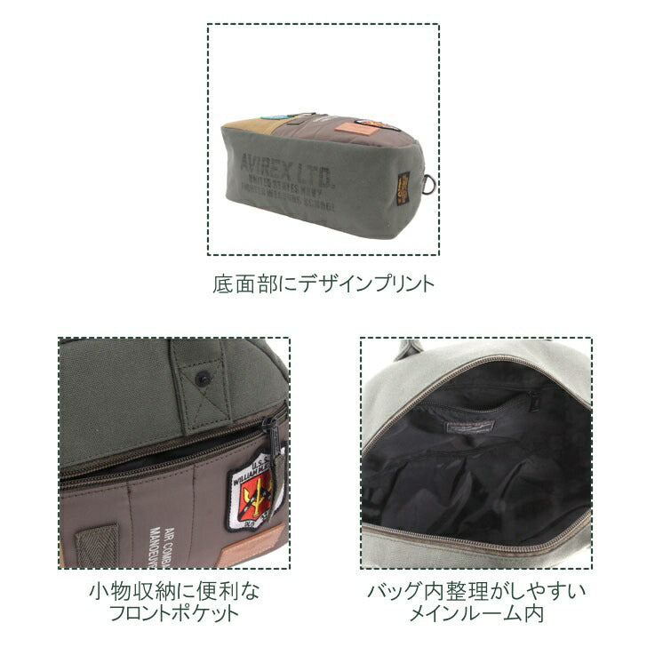 AVIREX アヴィレックス アビレックス ミニボストン ショルダーバッグ AVX3527Jトップガン TOPGUN トムキャット イーグル メンズ オールシーズン 全2色 ブラック カーキ 撥水 キャンパス地