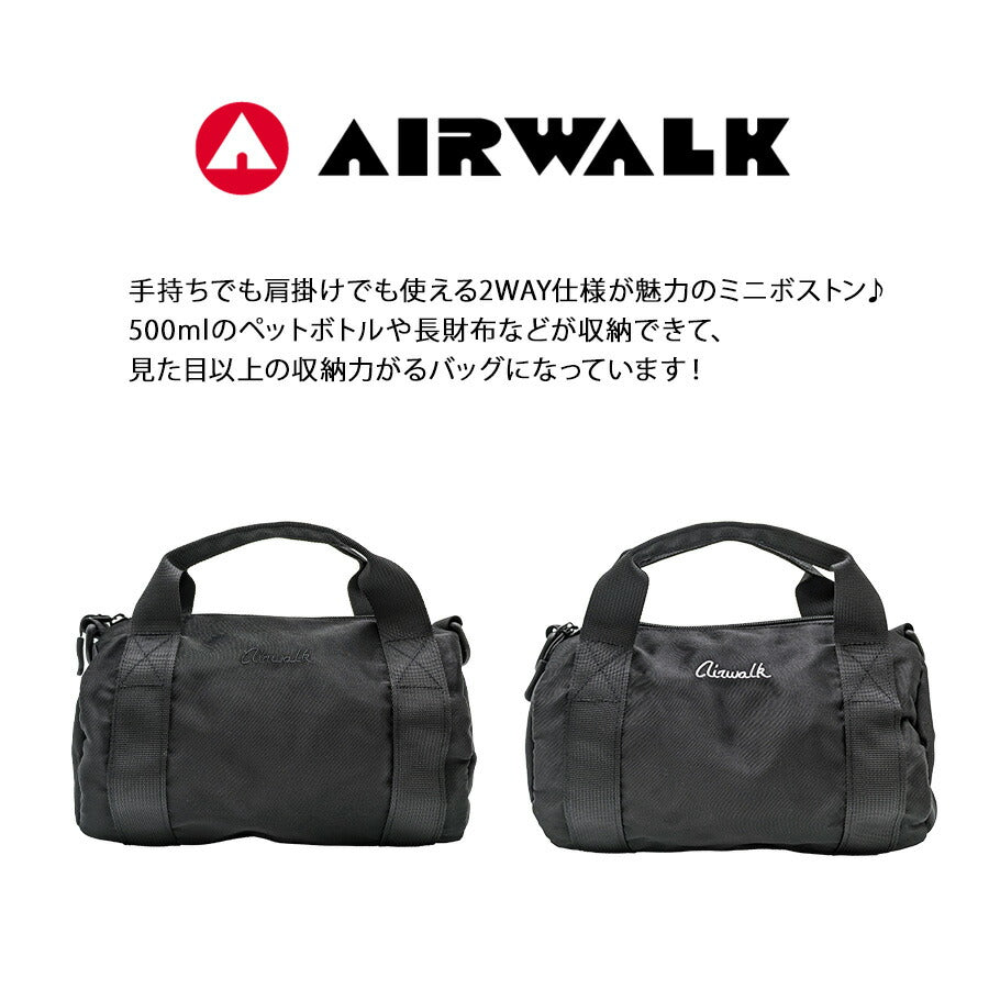 【AIRWALK】 a2351035 ミニボストン かばん バッグ 斜め掛け シンプル コンパクト 大容量 おしゃれ 普段使い 便利 ユニセックス プレゼント ギフト ブラック