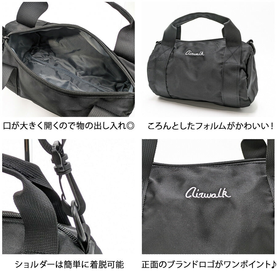 【AIRWALK】 a2351035 ミニボストン かばん バッグ 斜め掛け シンプル コンパクト 大容量 おしゃれ 普段使い 便利 ユニセックス プレゼント ギフト ブラック
