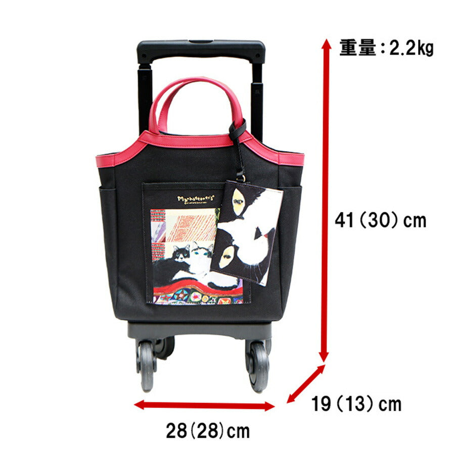 【SWANY】 スワニー マンハッタナーズコラボ D-627 TS18 キャリーバッグ 9L 13L ポーチ付き 4輪ストッパー 75ミリ T2ダストガードキャスター お買い物キャリー 母の日 敬老の日 プレゼント ねこ 猫好き ハナとチビタ どこからどこまでナナ Manhattaner’s