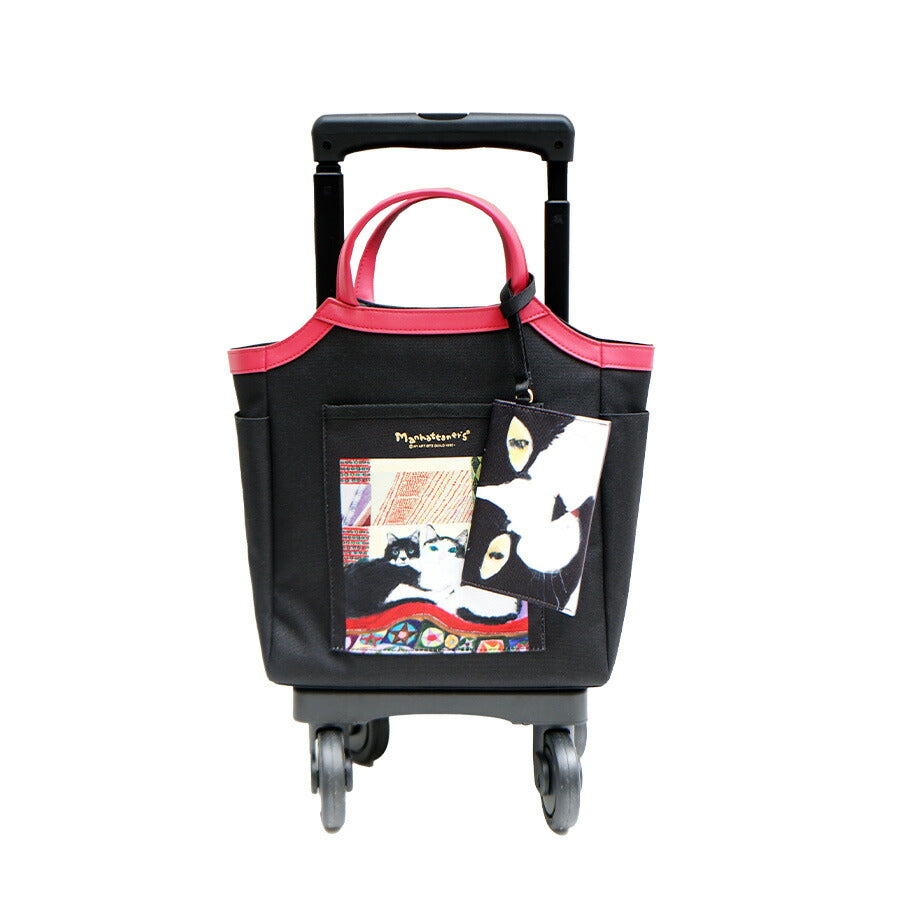 【SWANY】 スワニー マンハッタナーズコラボ D-627 TS18 キャリーバッグ 9L 13L ポーチ付き 4輪ストッパー 75ミリ T2ダストガードキャスター お買い物キャリー 母の日 敬老の日 プレゼント ねこ 猫好き ハナとチビタ どこからどこまでナナ Manhattaner’s