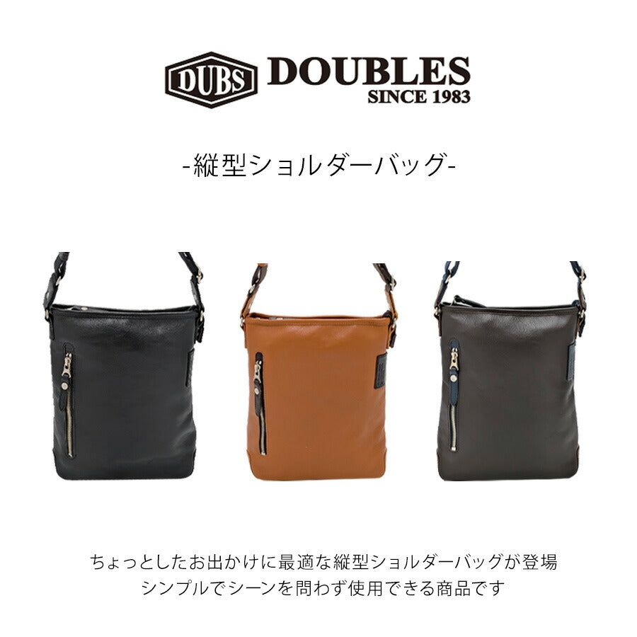 【クリックポスト/時間指定不可】【DOUBLES】jpu7460 縦型ショルダーバッグ 斜め掛け 牛革 長持ち 普段使い ユニセックス ギフト プレゼント ブラック