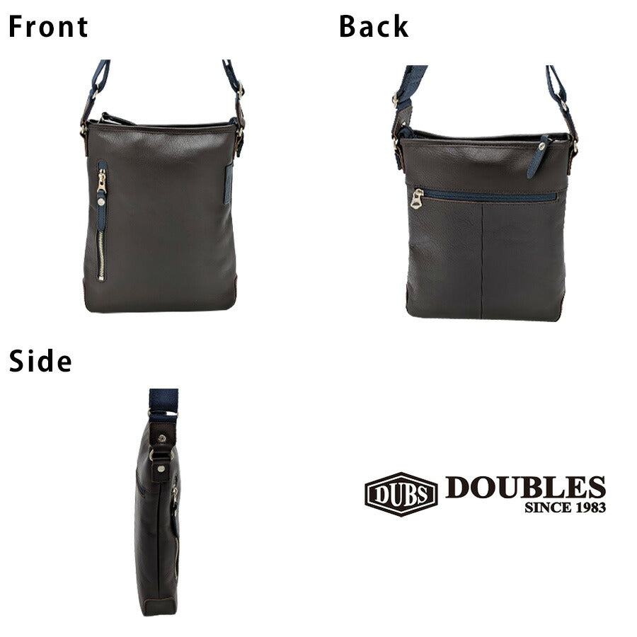 【クリックポスト/時間指定不可】【DOUBLES】jpu7460 縦型ショルダーバッグ 斜め掛け 牛革 長持ち 普段使い ユニセックス ギフト プレゼント ブラック